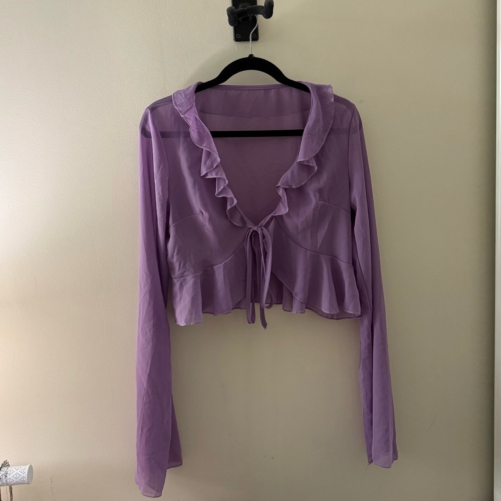 Purple Tie Front Top